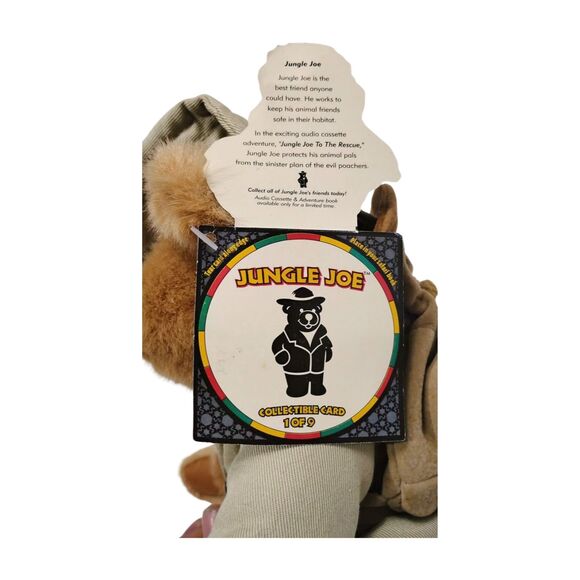Jungle Joe Talking Brown Teddy Bear Plush Vintage Safari Friends 8" 1998 Hat - Picture 6 of 7